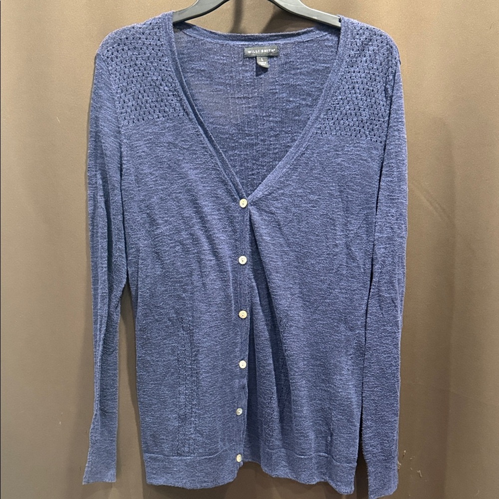Willi Smith Navy Button-Up Cardigan Size Large